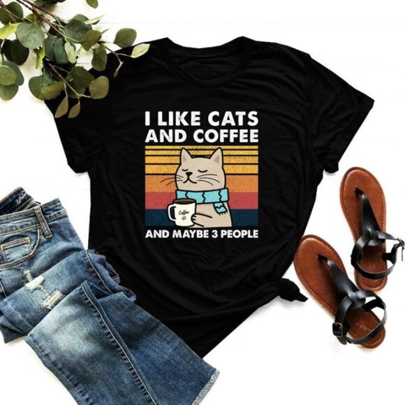 Unbranded Other - I Like Cats And Coffee Shirt, Coffee Lover Shirt, Funny Cat Shirt, Cat Mom Gift